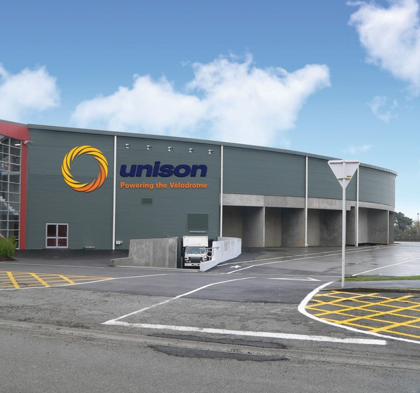 what the Unison branding would look like on a 'real' velodrome, in this case the one in Southland